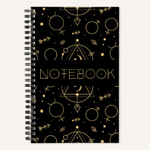 Symbole Mystischer Schwarzer Boho Notizbuch