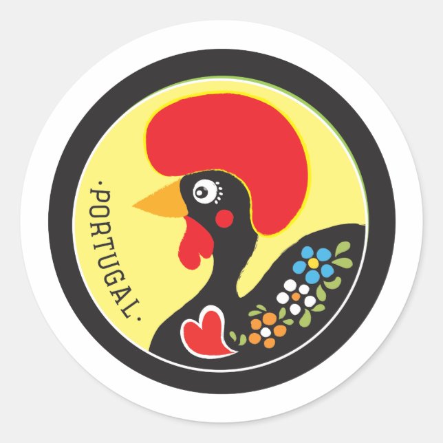 Symbole Portugals - Galo de Barcelos Runder Aufkleber (Vorderseite)