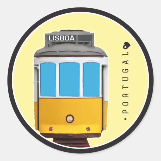 Symbole Portugals - Straßenbahn von Lissabon Runder Aufkleber (Vorderseite)