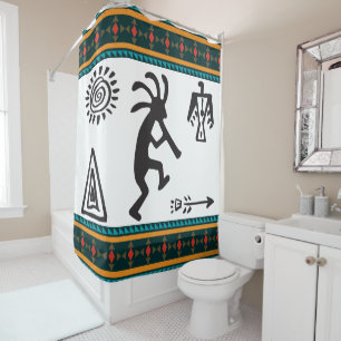 Symbole Silhouette Einfache Kokopelli Duschvorhang