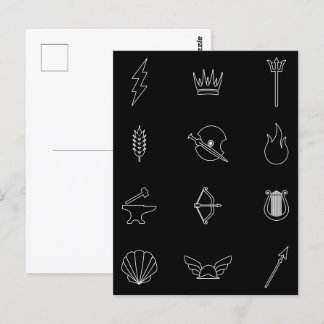 Symbole von 12 Göttern und Göttinnen der griechisc Postkarte