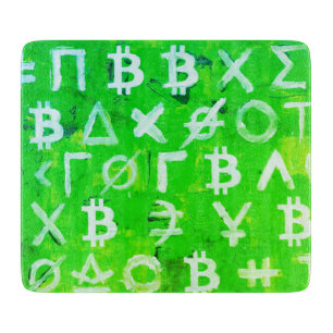 Symbole von Bitcoin (heller Gewinn Grün - 1) Schneidebrett