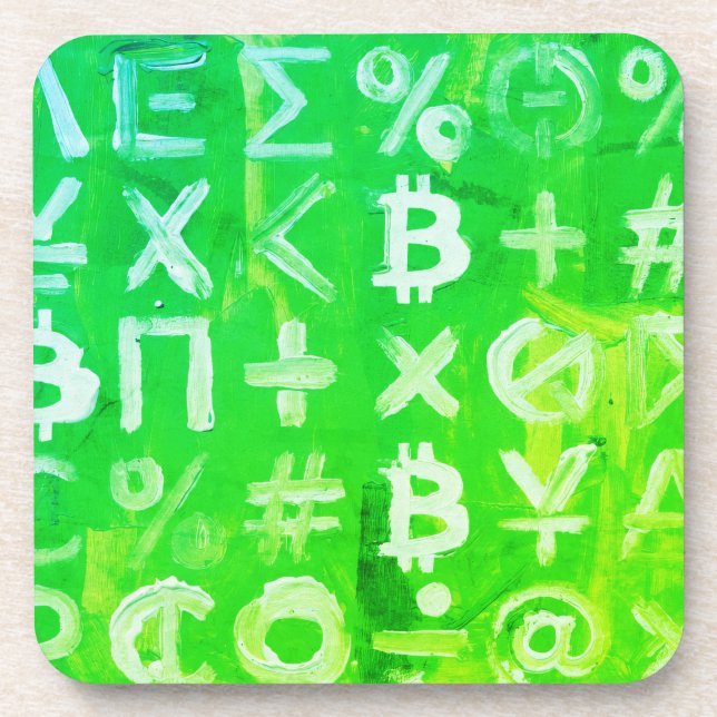 Symbole von Bitcoin (Heller Gewinn Grün - 2) Getränkeuntersetzer (Vorderseite)