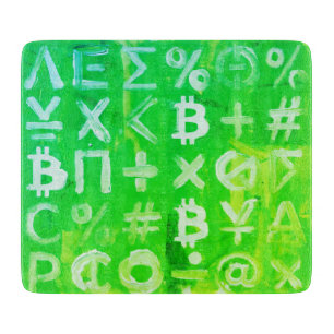 Symbole von Bitcoin (heller Gewinn Grün - 2) Schneidebrett