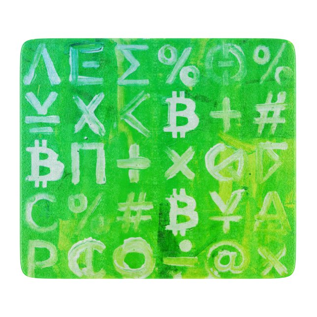 Symbole von Bitcoin (heller Gewinn Grün - 2) Schneidebrett (Vorderseite)