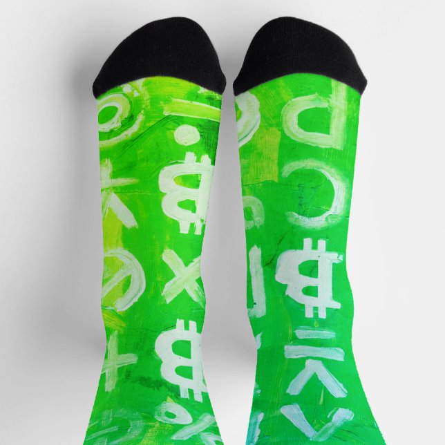 Symbole von Bitcoin (heller Gewinn Grün - 2) Socken (Oben)