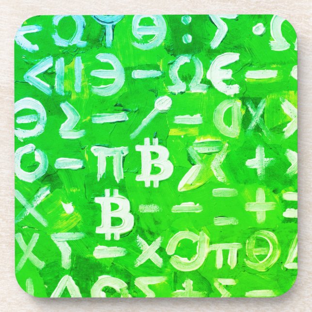 Symbole von Bitcoin (Heller Gewinn Grün - 3) Getränkeuntersetzer (Vorderseite)