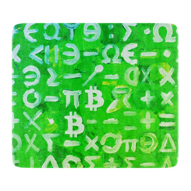 Symbole von Bitcoin (Heller Gewinn Grün - 3) Schneidebrett (Vorderseite)