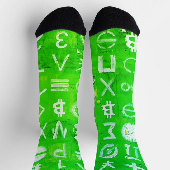 Symbole von Bitcoin (heller Gewinn Grün - 4) Socken (Oben)