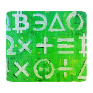Symbole von Bitcoin (Heller Gewinn Grün - 5) Schneidebrett