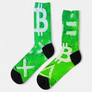 Symbole von Bitcoin (Heller Gewinn Grün - 5) Socken