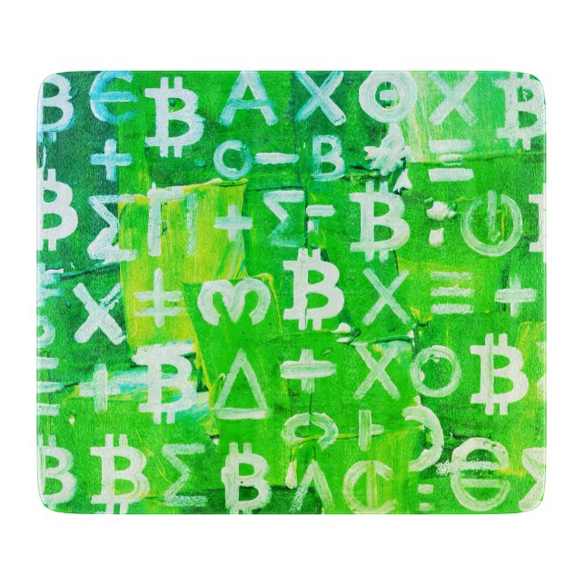 Symbole von Bitcoin (Heller Gewinn Grün - 6) Schneidebrett (Vorderseite)