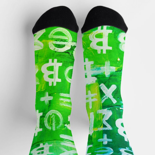 Symbole von Bitcoin (Heller Gewinn Grün - 6) Socken (Oben)