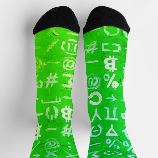 Symbole von Bitcoin (Heller Gewinn Grün - 8) Socken (Oben)