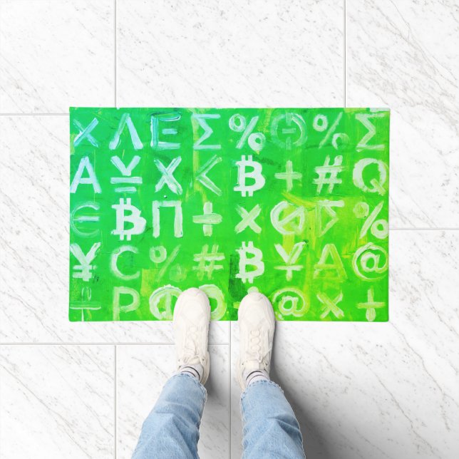 Symbole von Bitcoin (Heller Profit Grün - 2) Fußmatte (Indoor)