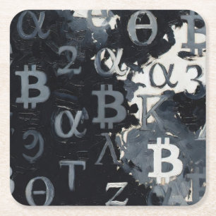Symbole von Bitcoin (Stil: 11) Rechteckiger Pappuntersetzer