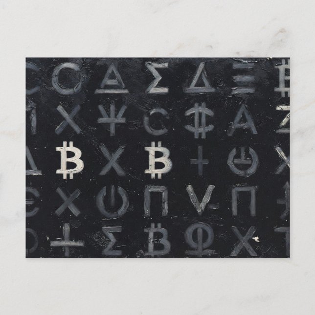 Symbole von Bitcoin (Stil: 13) Postkarte (Vorderseite)