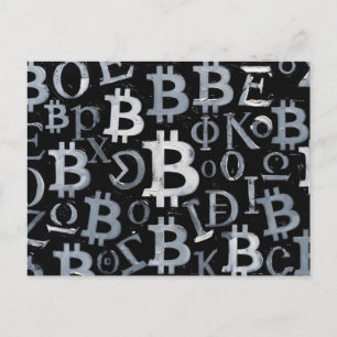 Symbole von Bitcoin (Stil: 1) Postkarte