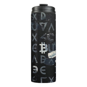Symbole von Bitcoin (Stil: 4) Thermosbecher