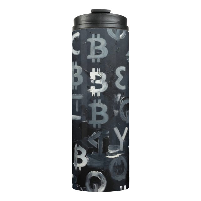Symbole von Bitcoin (Stil: 7) Thermosbecher (Vorderseite)