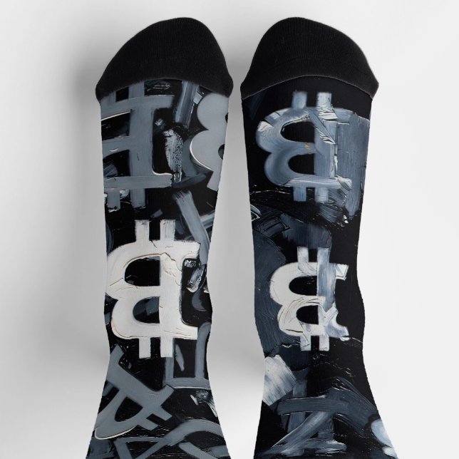 Symbole von Bitcoin (Stil: A) Socken (Oben)