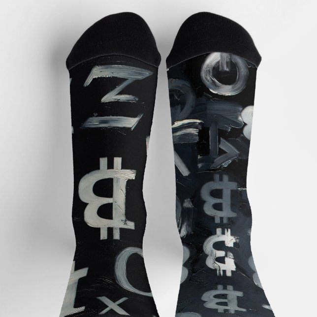 Symbole von Bitcoin (Stil: C) Socken (Oben)