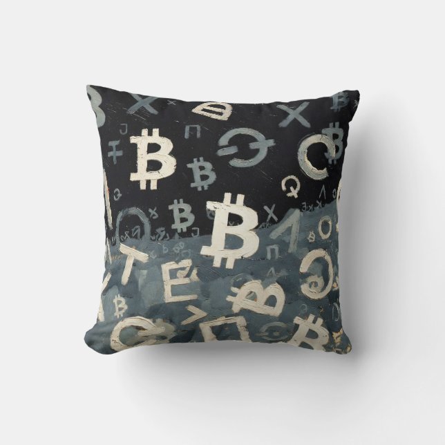 Symbole von Bitcoin (Stil: D) Kissen (Vorderseite)