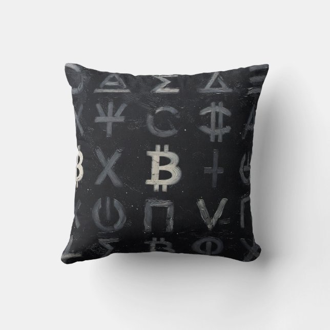 Symbole von Bitcoin (Stil: E) Kissen (Rückseite)