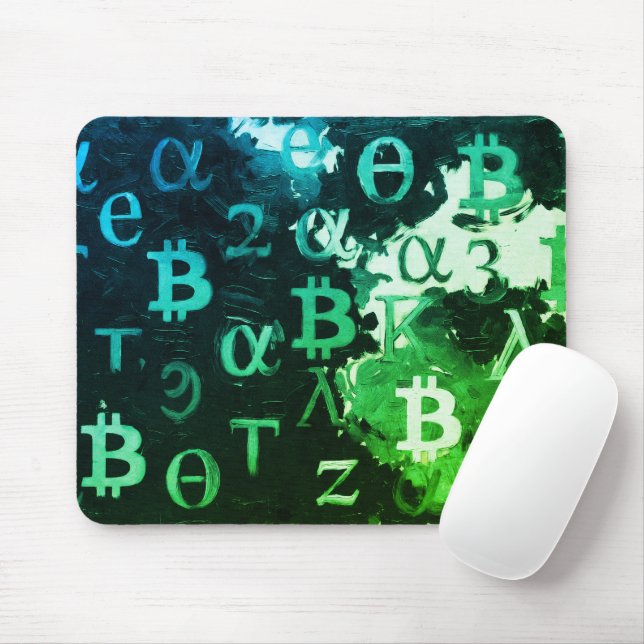 Symbole von Bitcoin (Stil: Profit Grün - 11) Mousepad (Mit Mouse)