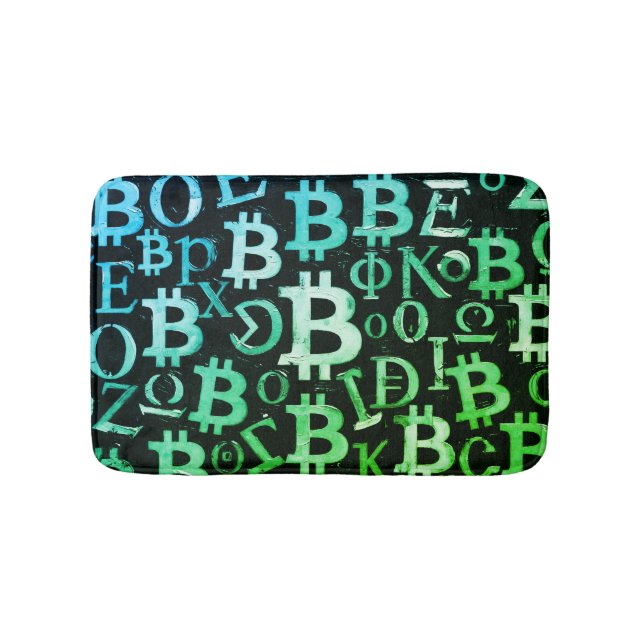 Symbole von Bitcoin (Stil: Profit Grün - 1) Badematte (Vorderseite)