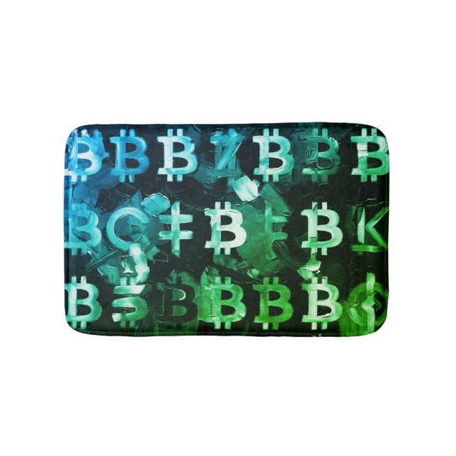 Symbole von Bitcoin (Stil: Profit Grün - 2) Badematte (Vorderseite)