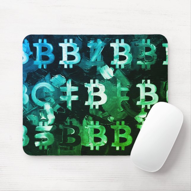 Symbole von Bitcoin (Stil: Profit Grün - 2) Mousepad (Mit Mouse)