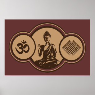 Symbole von Buddha-Druck Poster