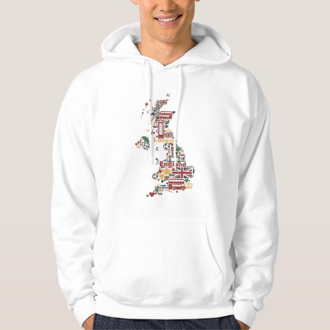 Symbole von England-Karte Hoodie (Vorderseite)