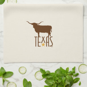 Symbole von Texas, Longhorn, braun Geschirrtuch