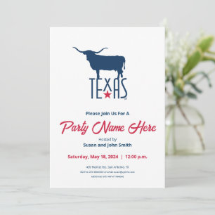 Symbole von Texas, Longhorn, navy Einladung