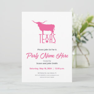 Symbole von Texas, Longhorn, rosa Einladung