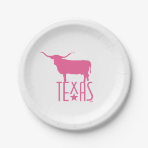 Symbole von Texas, Longhorn, rosa Pappteller