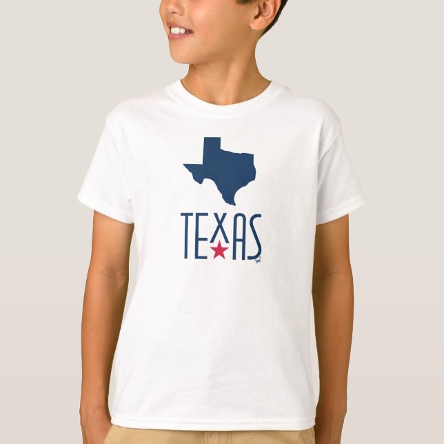 Symbole von Texas, Texas, blau T-Shirt (Vorderseite)