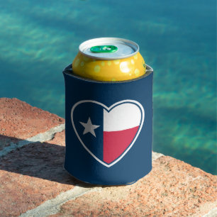 Symbole von Texas, Texas-Flagge, Herz - Marineblau Dosenkühler