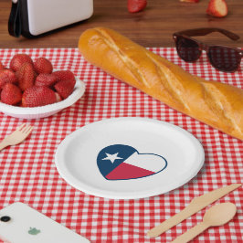 Symbole von Texas, Texas-Flagge, Herz Pappteller
