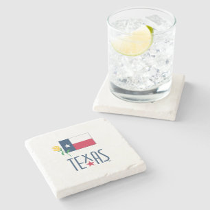 Symbole von Texas, Texas-Flagge und Gelbes Rosengl Steinuntersetzer