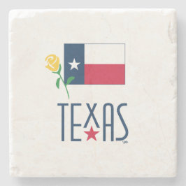Symbole von Texas, Texas-Flagge und Gelbes Rosengl Steinuntersetzer