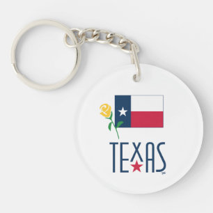 Symbole von Texas, Texas und Gelb Rose Schlüsselanhänger