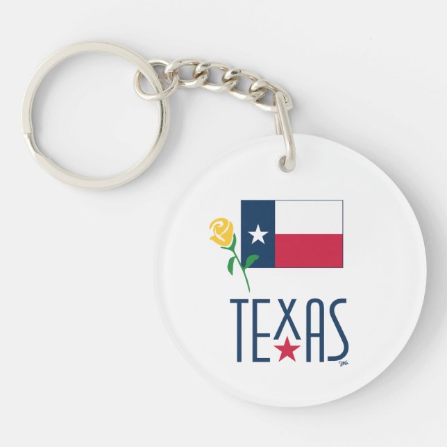 Symbole von Texas, Texas und Gelb Rose Schlüsselanhänger (Vorderseite)