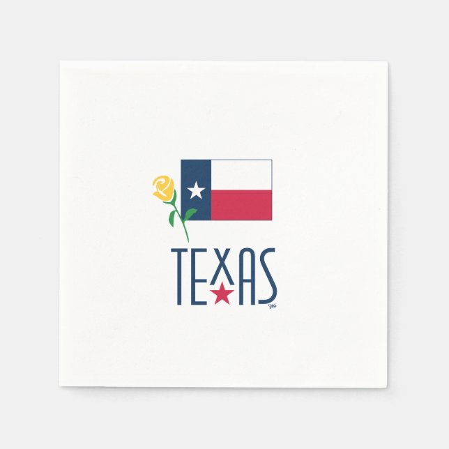 Symbole von Texas, Texas und Gelb Rose Serviette (Vorderseite)