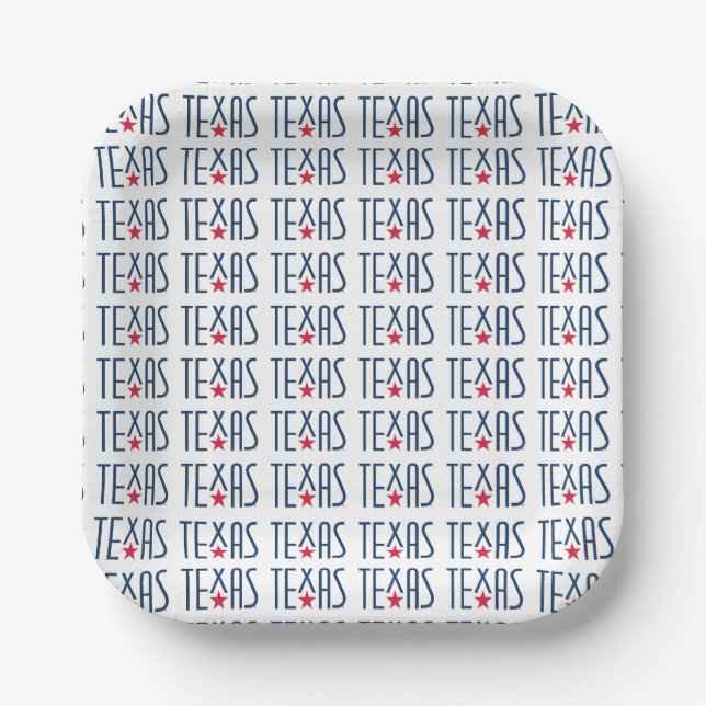 Symbole von Texas, Texas und Star Navy Pappteller (Vorderseite)