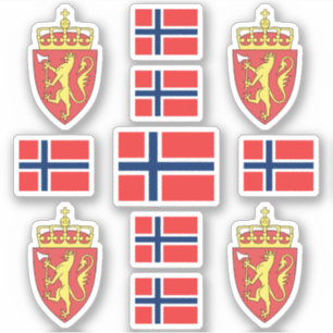 Symbole/Wappen und Flagge Norwegens, Staat Aufkleber