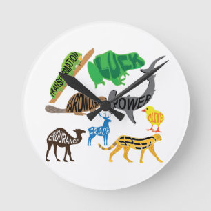 Symbolik der Tiere Runde Wanduhr