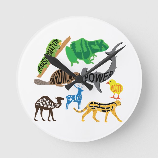Symbolik der Tiere Runde Wanduhr (Vorderseite)